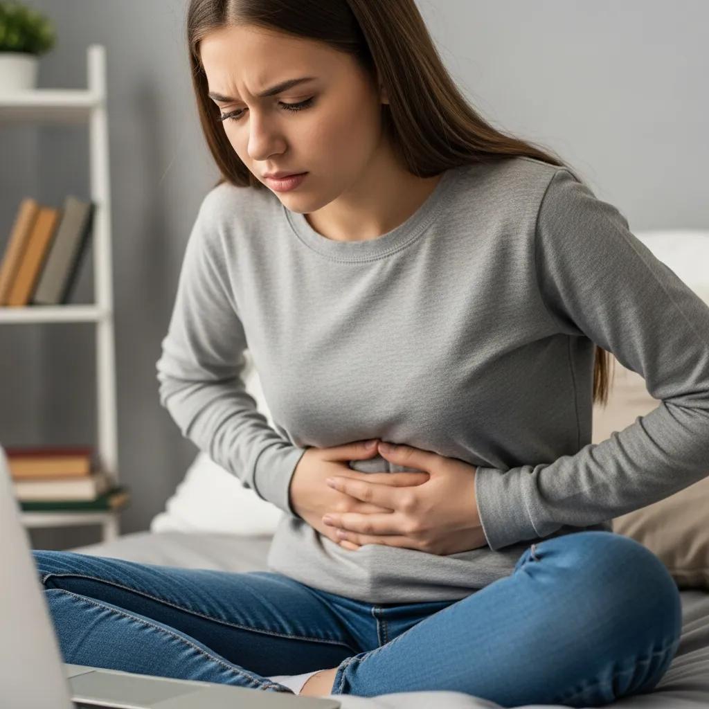 Teenage girl experiencing pelvic pain, illustrating the common symptoms of endometriosis
