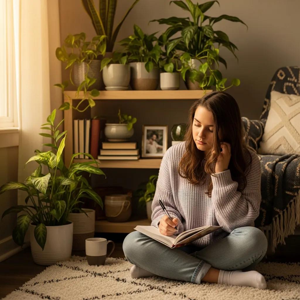 Teenage girl in a cozy room, reflecting on health challenges related to endometriosis