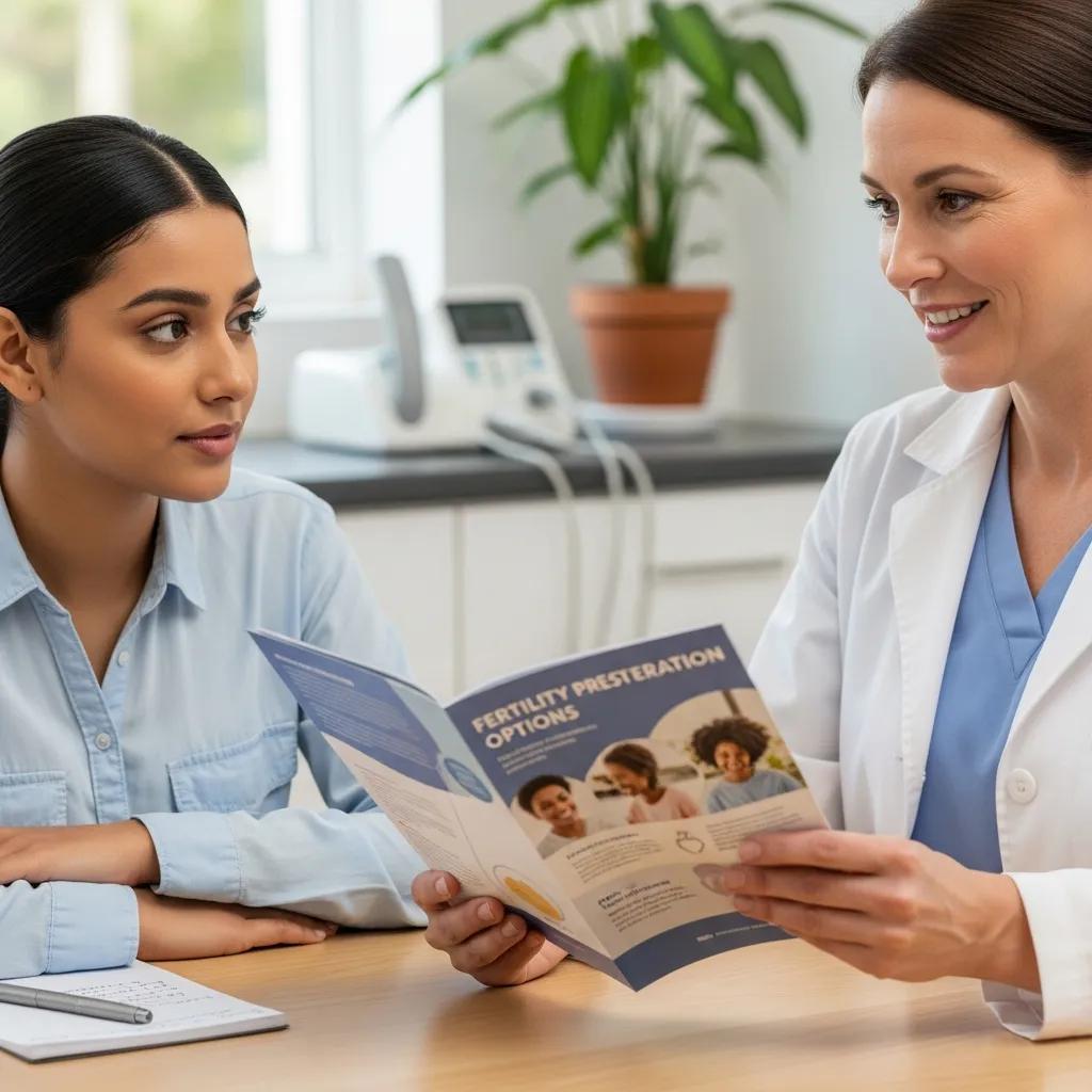 Young woman consulting with healthcare provider about fertility preservation options