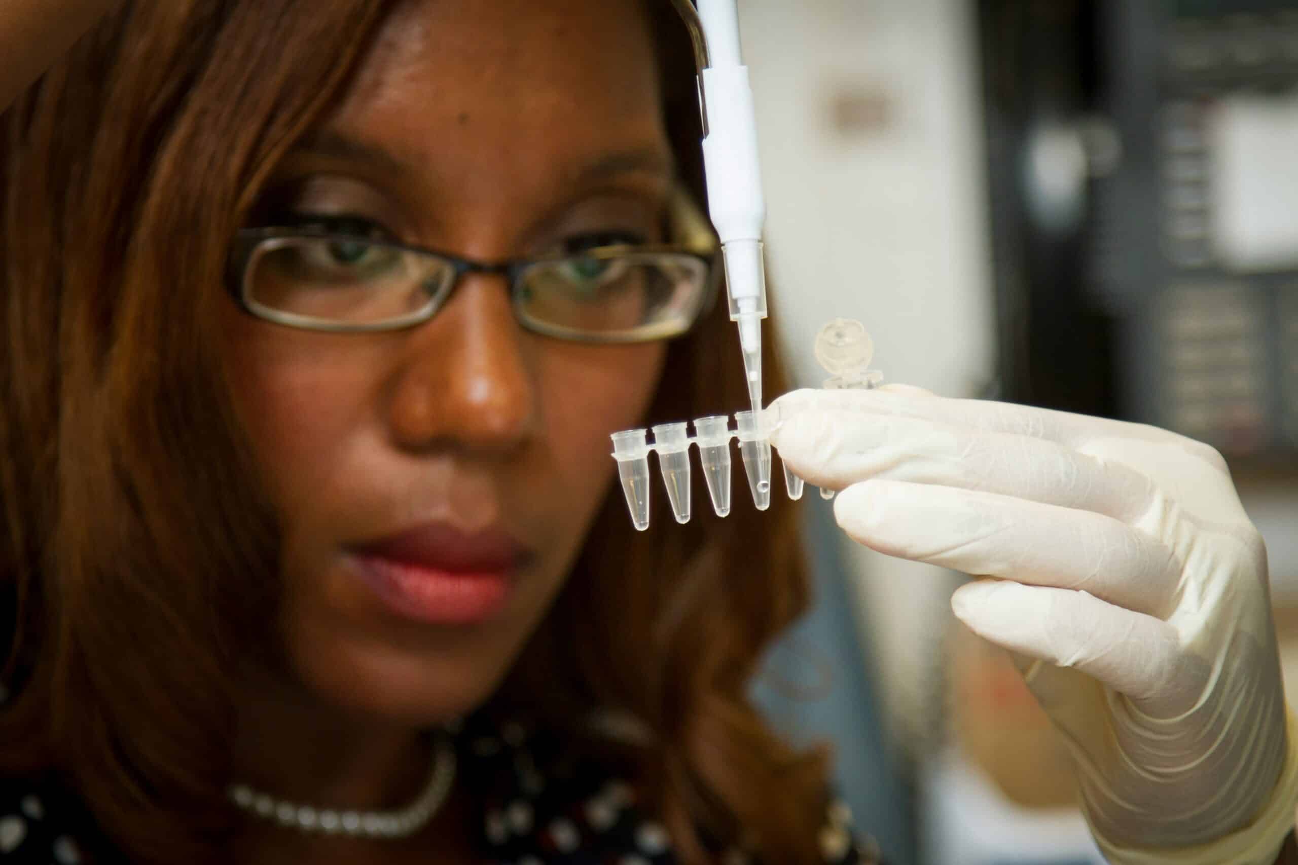 a woman doing a blood test