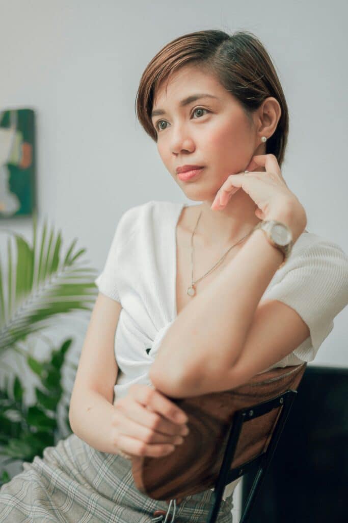 A woman thinking