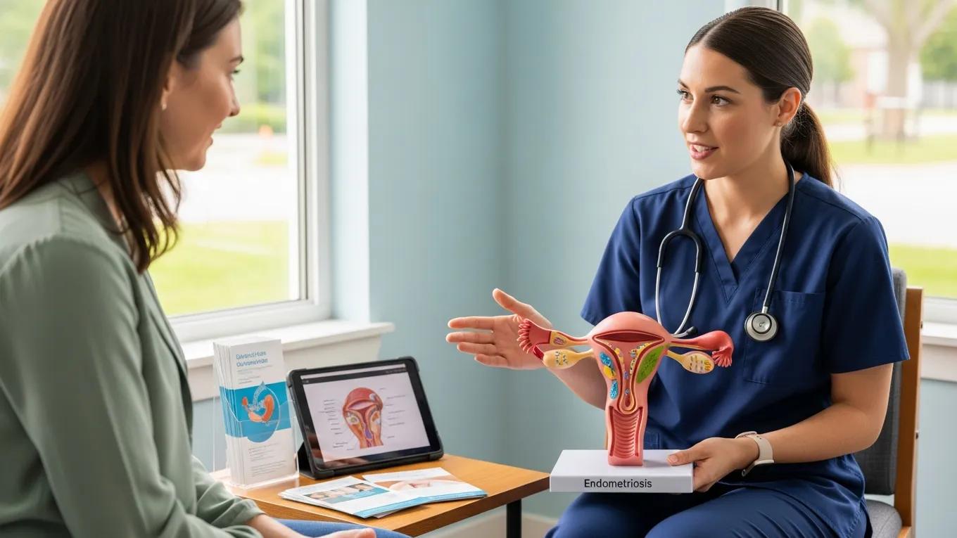 healthcare professional discussing surgical treatment options with a patient in a welcoming clinic emphasizing personalized care for endometriosis 23c92d76 fb40 4700 b131 15fe46fd8d22webp - Rachael Haverland Site Healthcare professional discussing surgical treatment options with a patient in a welcoming clinic, emphasizing personalized care for endometriosis