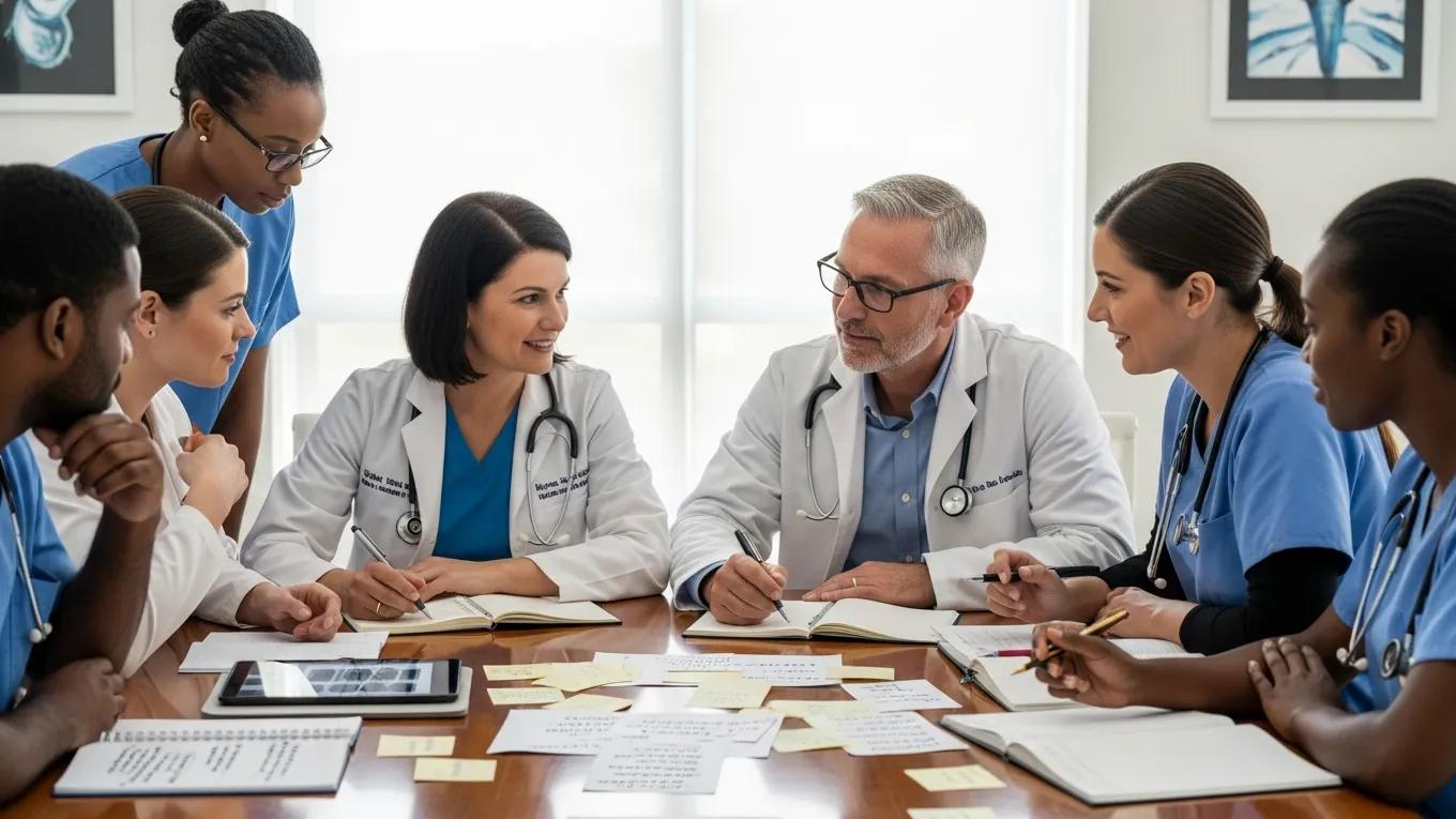 Healthcare team collaborating on bladder endometriosis patient care