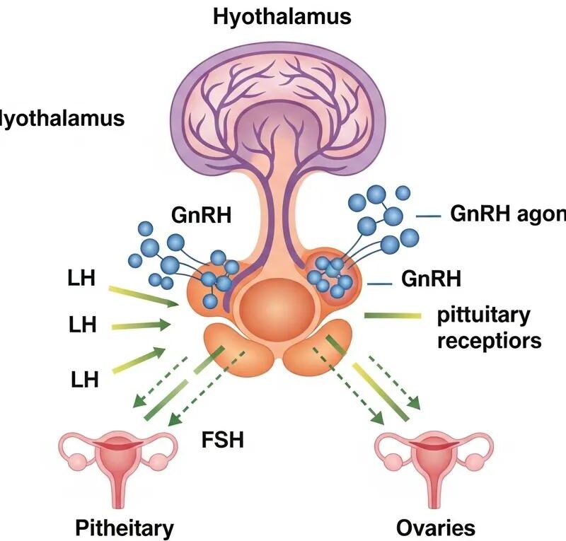 Illustration of the hormonal mechanism of action of GnRH agonists