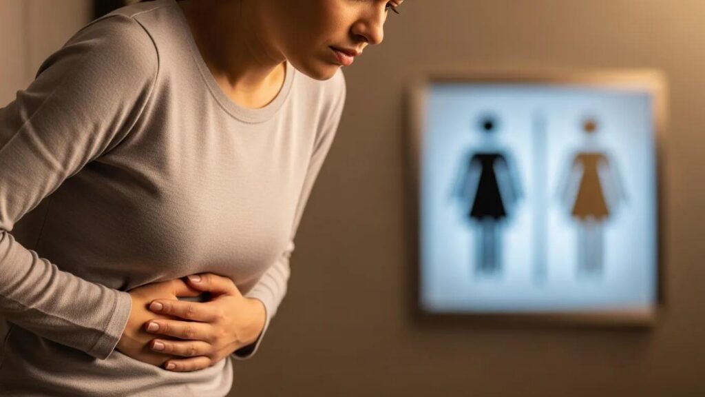 Woman experiencing discomfort related to urinary symptoms of endometriosis