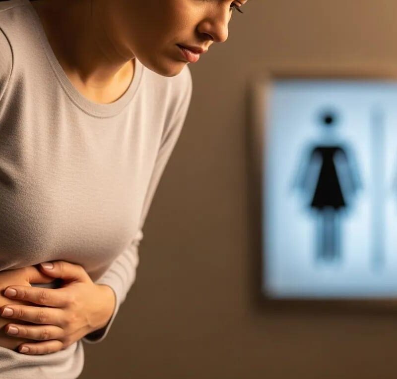Woman experiencing discomfort related to urinary symptoms of endometriosis