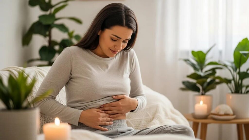 Woman in a cozy setting reflecting on endometriosis and its impact on pregnancy and fertility