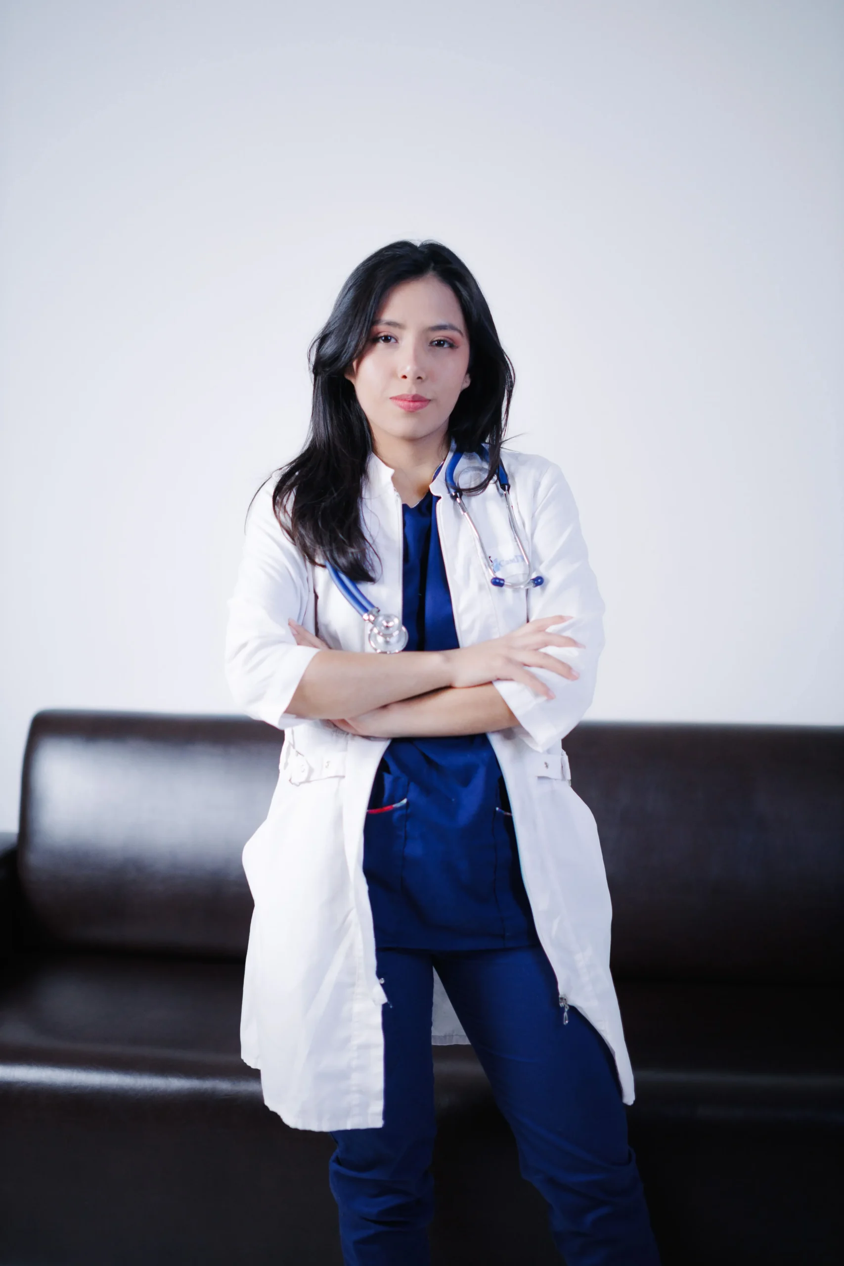 A female doctor wearing a lab coat
