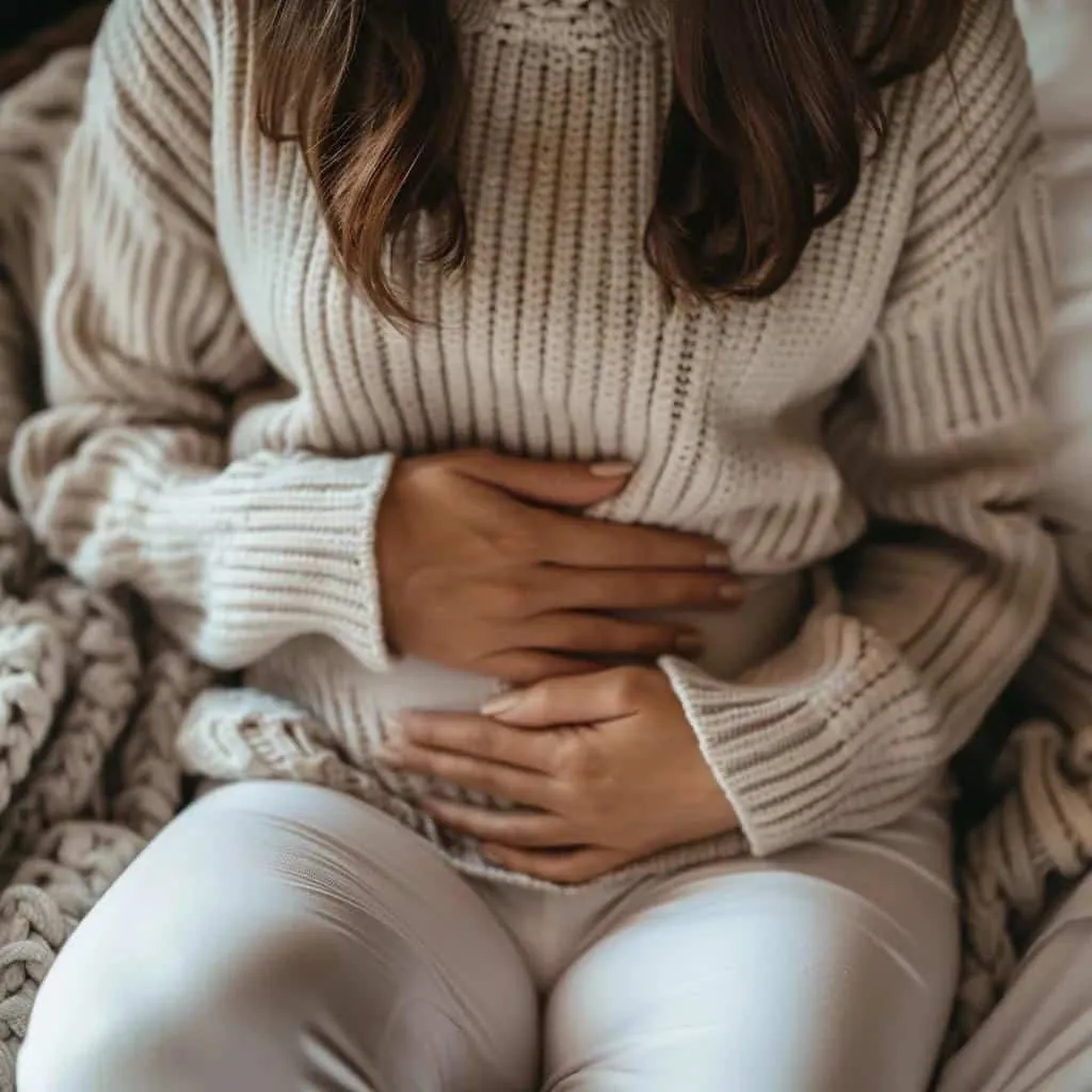 person holding stomach