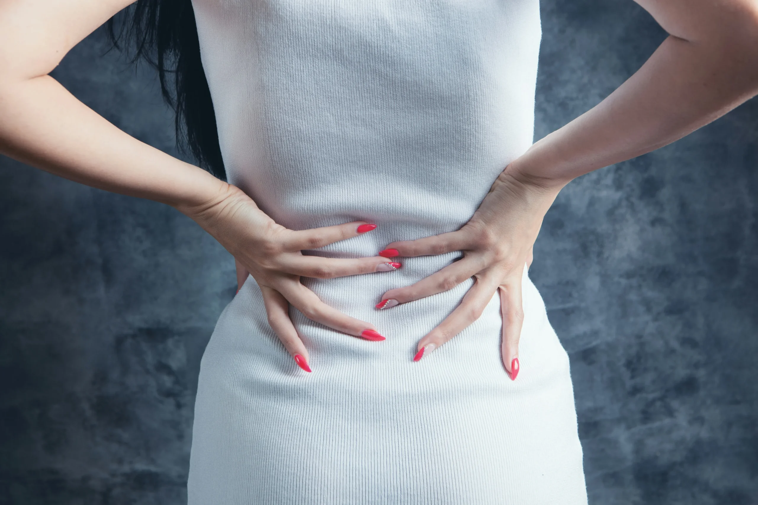 Woman experiencing chronic pelvic pain from endometriosis