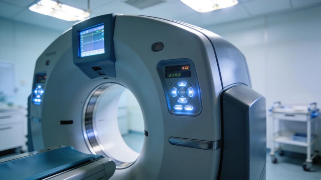 Advanced MRI machine used for diagnosing ureteral endometriosis in a hospital setting