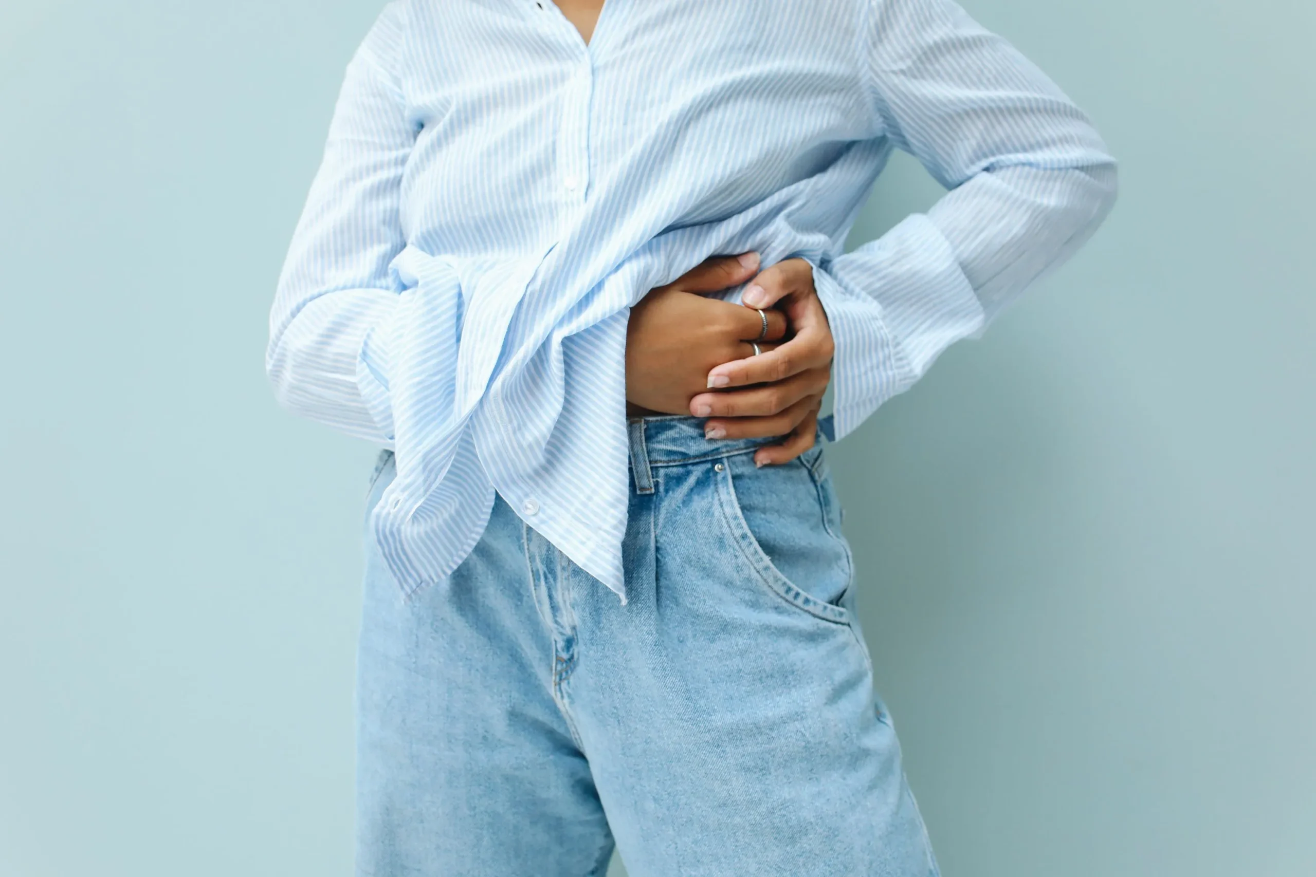 A woman with waist pain