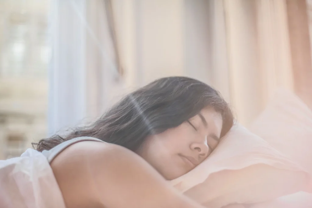 A person resting in bed